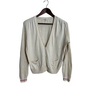 Bellerose Cotton Wool Cream Red Cardigan Womans Medium